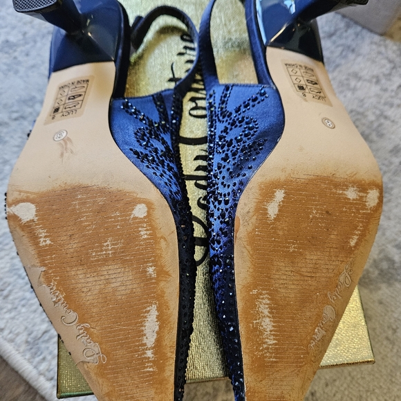 Elegant Lady Couture Navy Blue Slingback Heels Size 8 - Picture 2 of 4